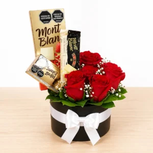 #75 Caja cilindro con rosas y chocolates