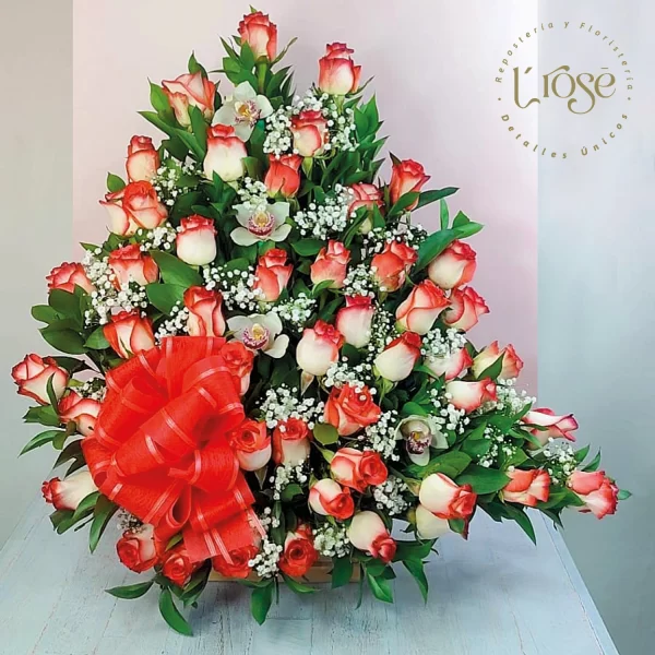 #148 arreglo de rosas y orquideas - Imagen 2