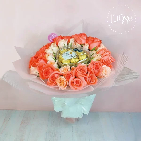 #129 Bouquet de rosas con chocolates - Imagen 3