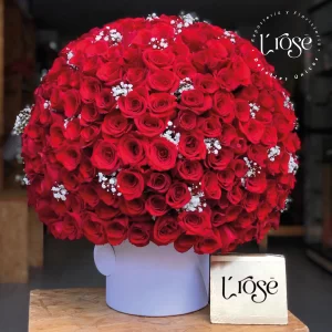 #381 Caja cilindro con rosas y yisofilia