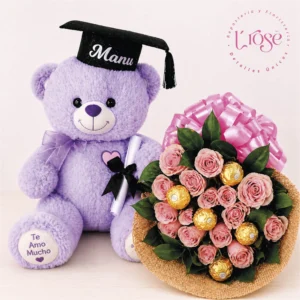 #84 Bouquet de rosas y ferreros