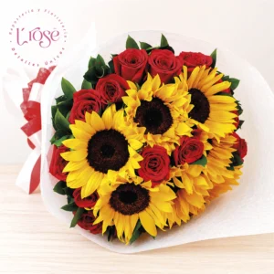 #5 Bouquet de rosas y girasoles