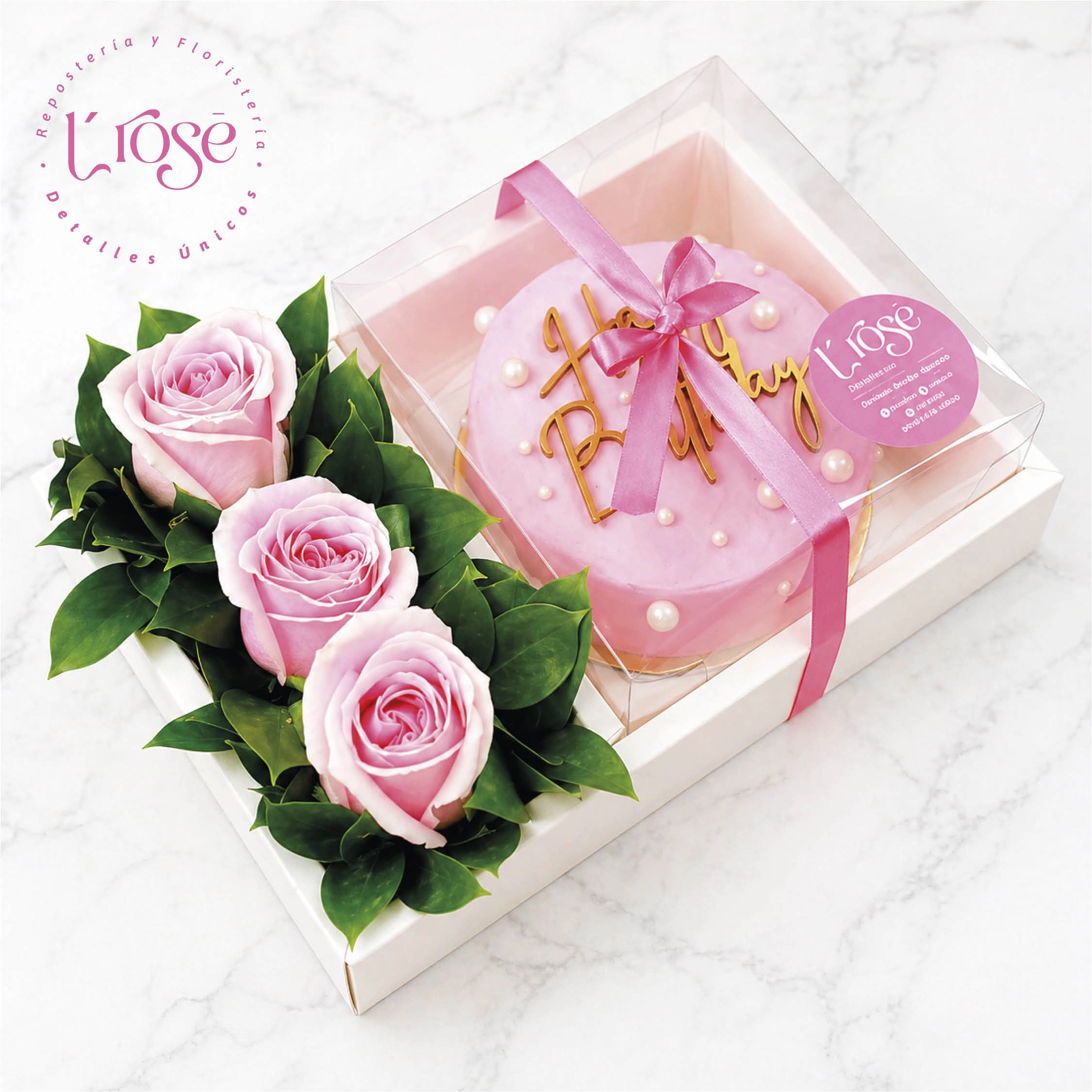 #7 Caja con rosas y mini cake - Imagen 4