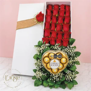 #23 Caja de rosas con chocolates