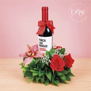#29 Arreglo flores y vino