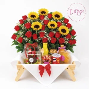 #486 Brunch con flores y mini torta