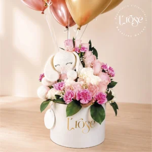 #225 Caja cilindro con flores y amigurismo