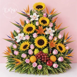 #125 Arreglo floral variado con fruta