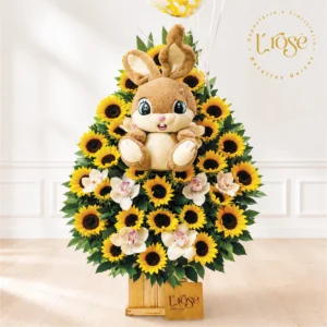 #246 Arreglo de girasoles, orquideas, peluche de y globos con helio