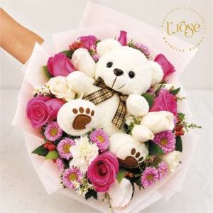 #261 Bouquet flores y peluche