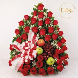 #265 Arreglo de rosas y frutas