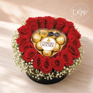 #272 Caja cilindro con rosas y chocolates