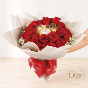 #129 Bouquet de rosas con chocolates
