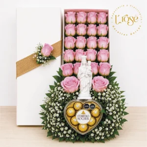 #323 Caja de rosas, yisophilia, chocolates y virgen
