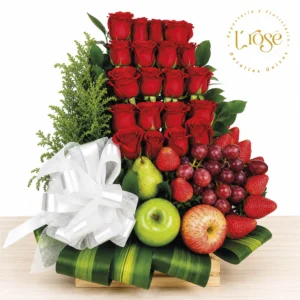 #326 Arreglo de rosas con frutas