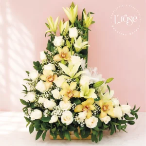 #352 Arreglo floral en base alta
