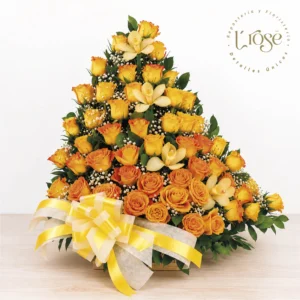 #148 arreglo de rosas y orquídeas