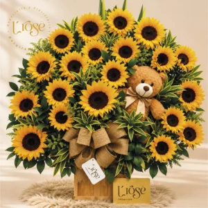 #187 Arreglo de girasoles con peluche