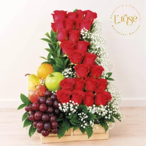 #191 Arreglo de rosas y frutas