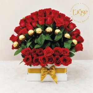 #368 Arreglo rosas y chocolates