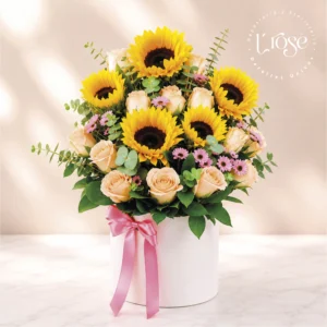 #423 Caja cilindro con flores