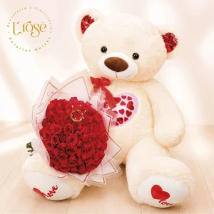 #426 Oso de peluche y bouquet de rosas