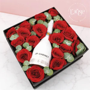 #433 Caja con rosas y JP Chenet