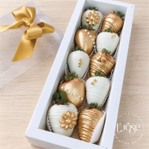 #464 Caja con fresas bañadas en chocolate x 10 uds
