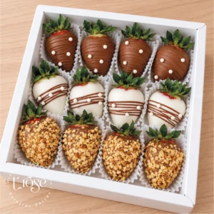 #476 Caja de fresas con chocolate x 12 uds