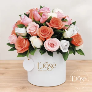 #487 Caja cilindro con rosas
