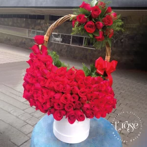 #553 Arreglo de rosas tipo canasta