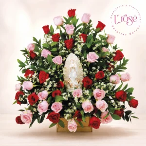 #36 Arreglo de rosas con virgen