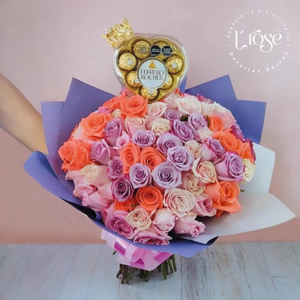 #521 Peluche con bouquet de rosas y chocolates - Imagen 2