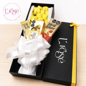 #79 Caja con rosas, chocolates y globos