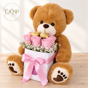 #103 Peluche con rosas y chocolates