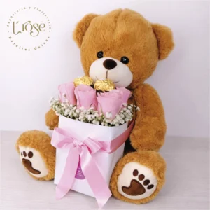 #103 Peluche con rosas y chocolates