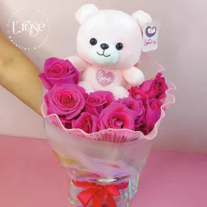#10 Bouquet de rosas y peluche