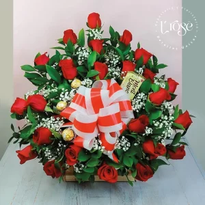 #216 Arreglo de rosas, yisophilia y chocolates