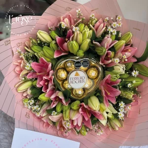 #276 Bouquet de lirios y chocolates