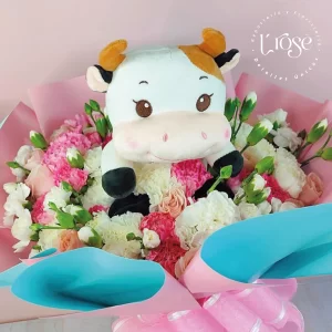 #286 Bouquet de flores con peluche