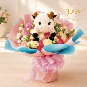 #286 Bouquet de flores con peluche