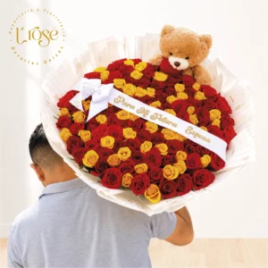 #307 Bouquet de rosas con peluche