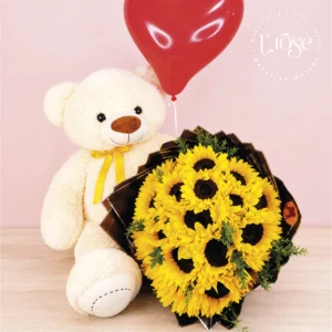 #390 Bouquet de girasoles, peluche y globo
