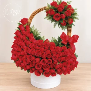 #553 Arreglo de rosas tipo canasta