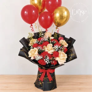 #560 Bouquet de flores y globos