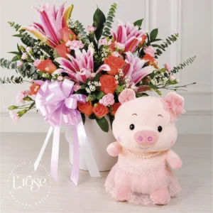 #577 Arreglo Floral con Peluche