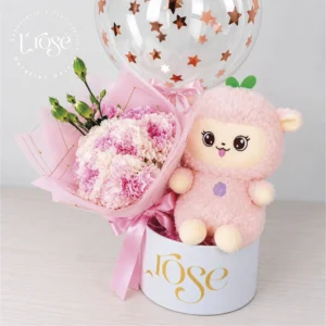 #589 Detalle Floral con Peluche y Globo