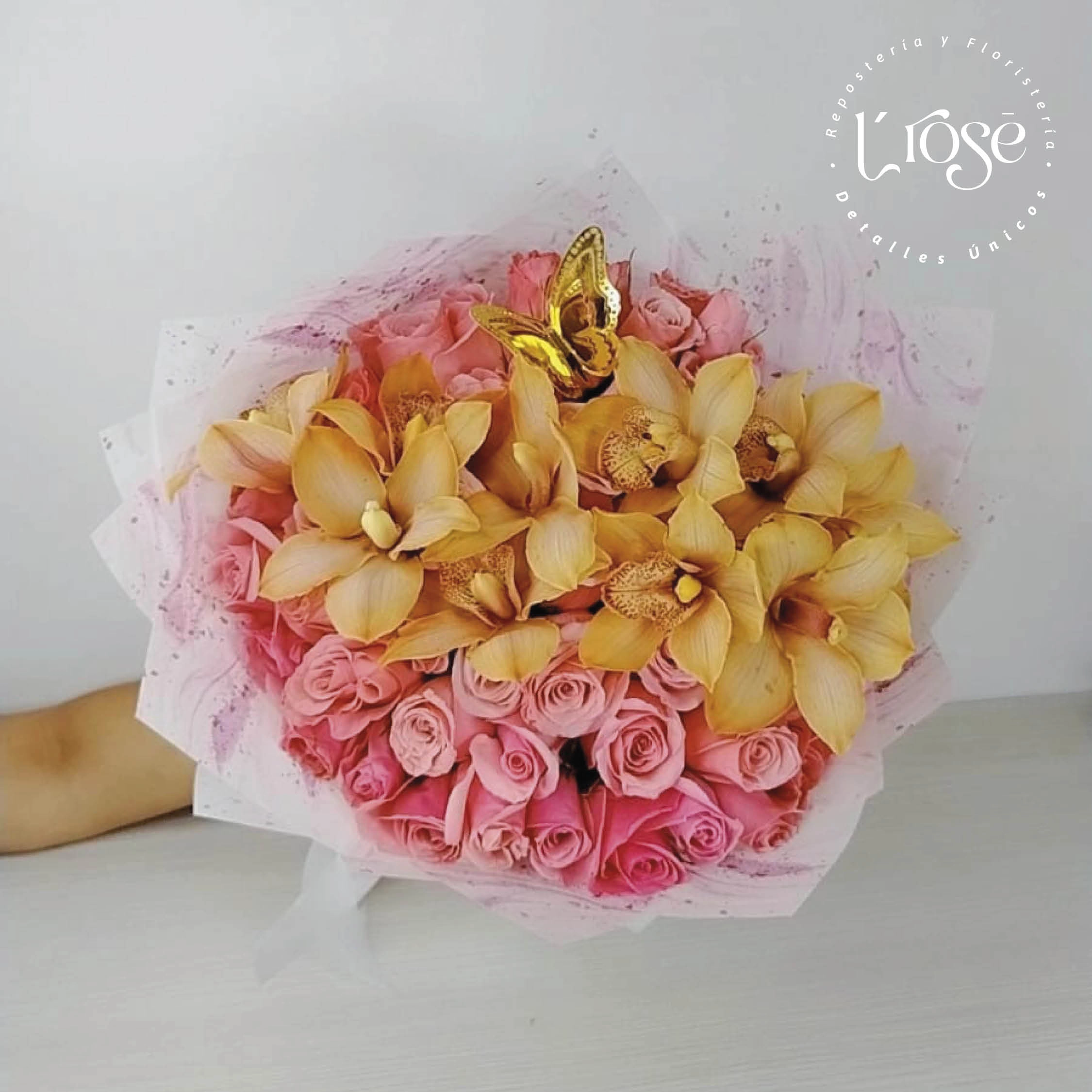 #595 Bouquet Premium de Rosas y Orquídeas - Imagen 2