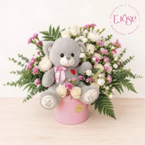 #25 Arreglo floral con peluche