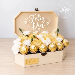 #102 Caja clavel con chocolates